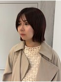 【YOKE】ボルドーワインレッドブリーチ無し顔周りレイヤーボブ