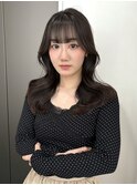 ココアブラウン ぱっつん前髪 顔まわり レイヤー