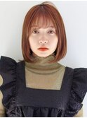 【桑原ユキネ】艶髪オレンジブラウンカラー/ふんわりボブ