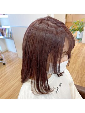 ルシード スタイル レクラ 栄生店(L'UCIDO STYLE L'eclat) ローズブラウンで艶ミディ