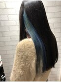 20代30代大人可愛い透明感インナカラーブルー