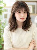 シースルーバングくせ毛風ミディアムレイヤーh3戸頭20代30代40代