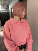 タッセルボブコーラルピンクハイトーンブリーチ
