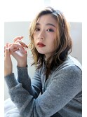 美髪イメチェン外ハネボブゆるふわセンターパートミディ