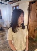 くびレイヤーグレーベージュブラウンオリーブロングミディアム