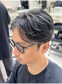 50代40代白髪ぼかしシルバーメッシュバレイヤージュ