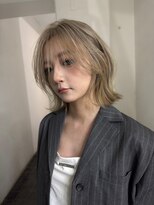 サンクマーケット 渋谷(cinq MARKET) 渋谷ブリーチカラーハイトーンレイヤーボブヘーゼルベージュ韓国