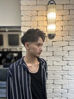 アップバング×ツイストパーマ