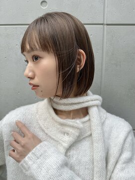 ロンドアベニール 北千住(Lond avenir) 【髪質改善】切りっぱなし　グレーベージュ　前髪パーマ