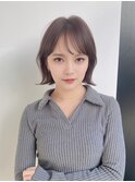 20代30代40代大人可愛いシアーピンク透明感肩ライン外ハネ