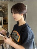 ハンサムショート_前髪なし_マッシュショート_オリーブベージュ