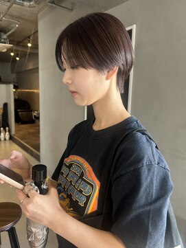 ソイリウム 下北沢(soi rium) ハンサムショート_前髪なし_マッシュショート_オリーブベージュ