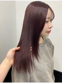 【レイヤーカット/チェリーレッド/ロング/ダブルカラー/10代】