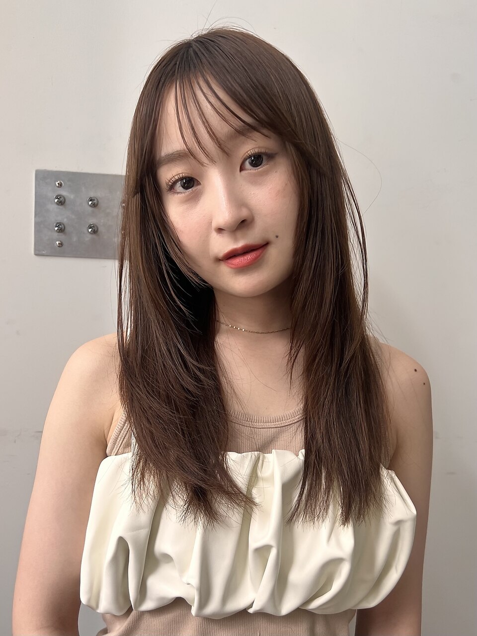 ピンクベージュ/表参道/原宿/艶セミロング