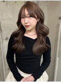 mayu//柔らかショコラグレージュブラウンベージュウェーブ韓国風