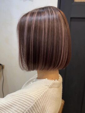 シェイト レイヤーカット 天神(ciate) ハイライト/ピンクカラー/ボブ/ケアブリーチ/ダブルカラー/天神