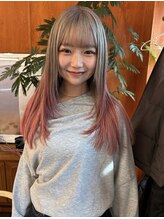 ベンジー 中目黒ii店(benji)&nbsp;スモーキーベージュ×ローズピンク グラデーションロング