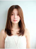 大人かわいい小顔レイヤーカット×艶髪ブラウンベージュ