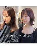 韓国風レイヤーカット髪質改善ダブルカラーハッシュカット