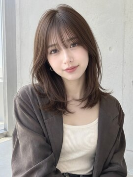ノア 三宮店(NOA) 【NOA】韓国風小顔レイヤー×くびれミディ透明感ブラウン