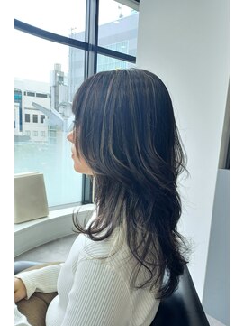 ファースト 郡山店(first) レイヤ-ロングくびれヘアポイントカラ-/20代30代/ミントアッシュ