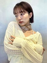 エミス バイ メルト 吉祥寺(emis by melt)&nbsp;【吉田江梨】暖色ボブ切りっぱなしショートショコラブラウン前髪