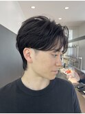 men'sフェザーパーマブルーブラックメンズブリーチなし横浜
