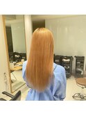派手髪艶感ハイトーンオレンジゴールド