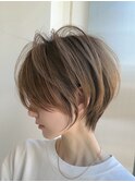 30代40代50代ショート似合わせ白髪ぼかし前髪あり髪型