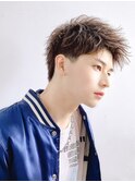 ツーブロック　爽やか　アップバング　束感ショート