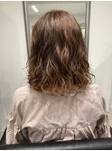 ボブ×コテ巻き風パーマ