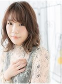 浅草/髪質改善/ミディアムベージュ☆外巻きパーマ風ウェーブ♪d