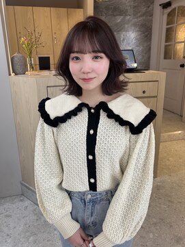 ボタン テンジン(VOTAN tenjin) ピンクラベンダー/艶髪/顔周りカット/天神韓国ヘア