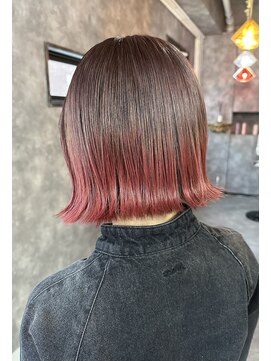 アウン 柏(a un) 外はねボブ/切りっぱなしボブ/エンドカラーピンク/髪質改善/柏