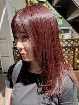ラレイ ハラジュク(Lalei harajuku) 【白石】ワインレッド/レイヤーカット/ブリーチなしカラー/原宿