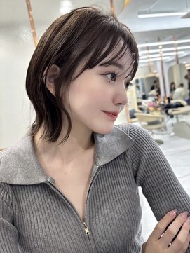 ロンドガーネット 池袋(Lond garnet) イメチェン外ハネボブ美髪ワイドバングミディアム縮毛矯正ボブ