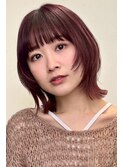 顔まわりレイヤー/くびれヘア/アプリコットオレンジ夏/20代/30代