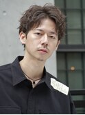 心斎橋シャドウパーマメンズマッシュウルフカット波巻きパーマ