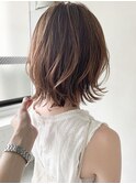 ★黒髪クラゲヘアーオリーブグレー小顔ココアベージュ