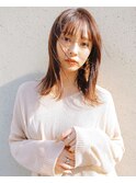 小顔 ワンレン 暖色 ブラウン グレージュ ラベージュ