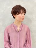 ピンクブラウン×ショートボブ