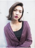 札幌ボブ 大人かわいいかきあげバング外ハネボブ グレージュ