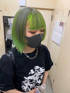 ユッカ エハ 豊中(YUCCA eha) 【MASAKO】ハイトーン/グレー&ライムグリーン/デザインカラー