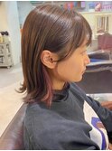 明るめブラウン×ピンクインナーカラー
