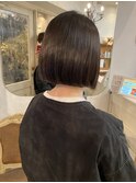 丸顔面長ベース型似合うボブ黒髪シースルーバング赤羽ヘアサロン