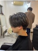 ダークアッシュハイライトニュアンスパーマ韓国マッシュ