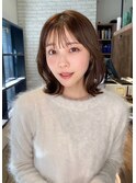 大人美人艶カラーベージュ小顔カット透明感ボブ
