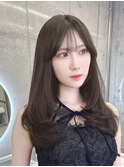 透明感カラーくびれヘアレイヤーカット前髪顔周りカット韓国ヘア