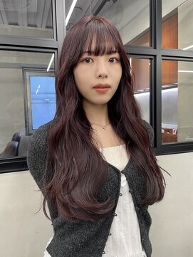 ニコ トウキョウ 渋谷(nico TOKYO) ダブルカラーチェリーレッドピンクブラウン韓国レイヤーロング