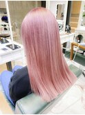 ピンクラベンダー　ピンクブラウンカラー　ハイトーンカラー